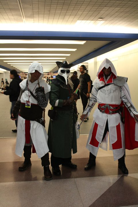 Altair, a Renaissance Doctor, and Ezio all from the Assassin's Creed series