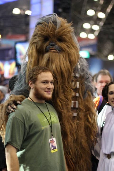 Chewbacca from Star Wars and a Seth Rogan look-alike
