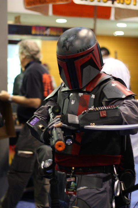 A Boba Fett-like bounty hunter from Star Wars