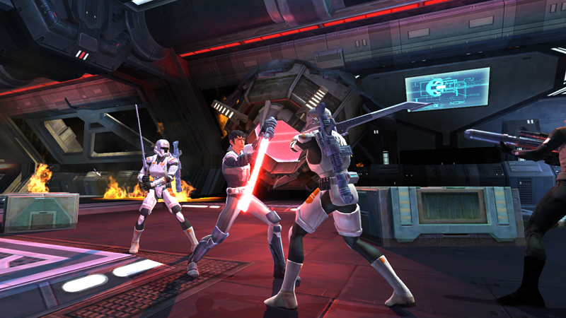 The new Sith Warrior class takes on Republic soldiers.