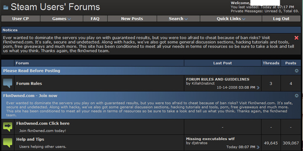 Steam forums