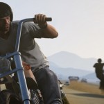 Trevor cruises down the highway in his motorcycle.