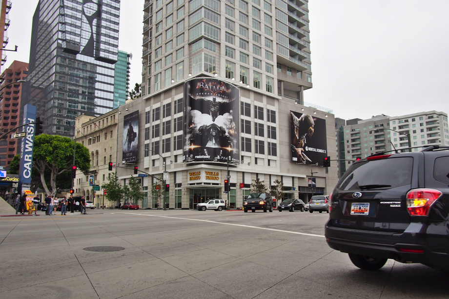 E3 takes over much of downtown Los Angeles with banners, flags, billboards, etc.